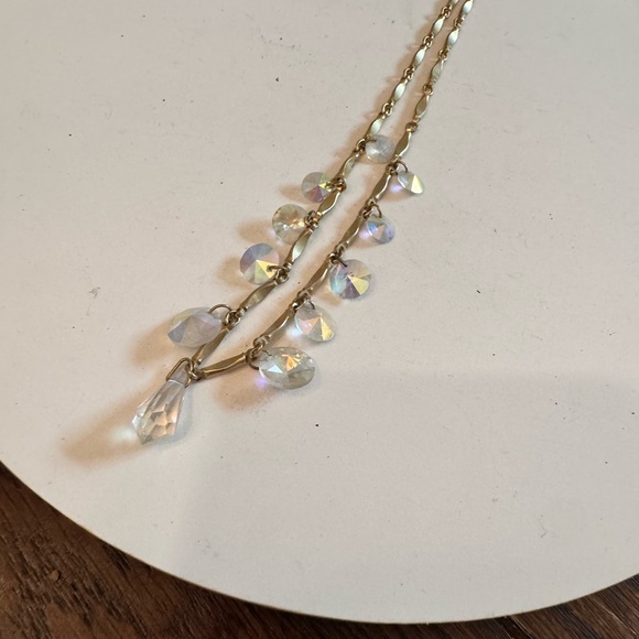 Vintage c.1950s “Sarah Coventry” Aurora Borealis Prism Bar Link Necklace - Picture 6 of 6